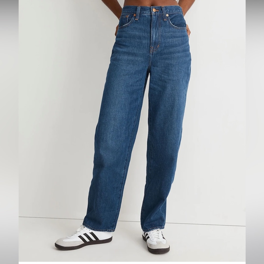 Madewell Baggy Straight Jeans in Dark Worn Indigo Wash Size 28